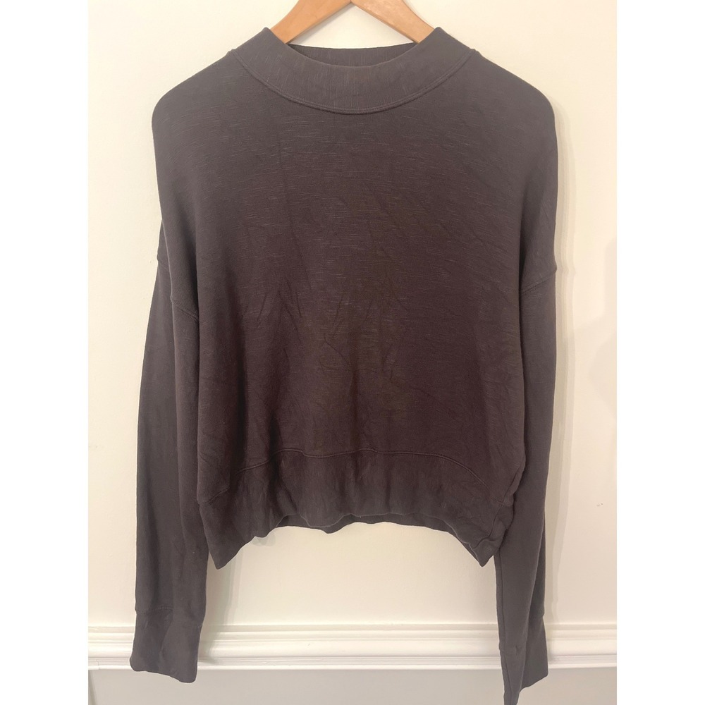 Fabletics Mockneck Crop Sweatshirt Size Medium Dark Gray